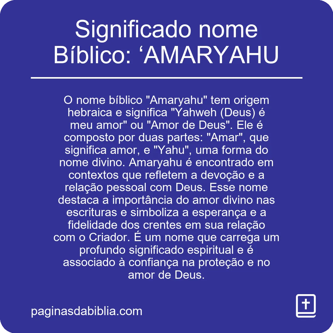 Significado nome Bíblico: ‘AMARYAHU