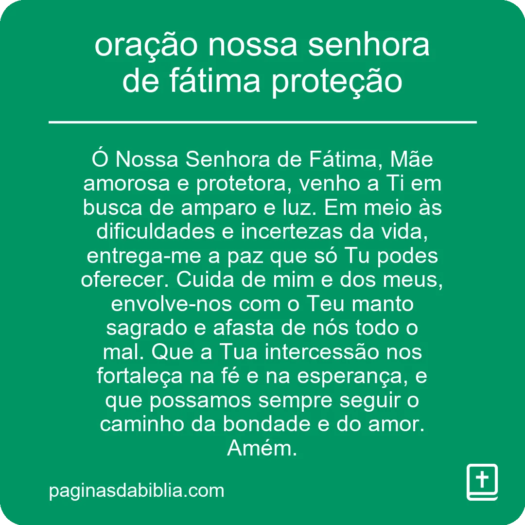 oração nossa senhora de fátima proteção