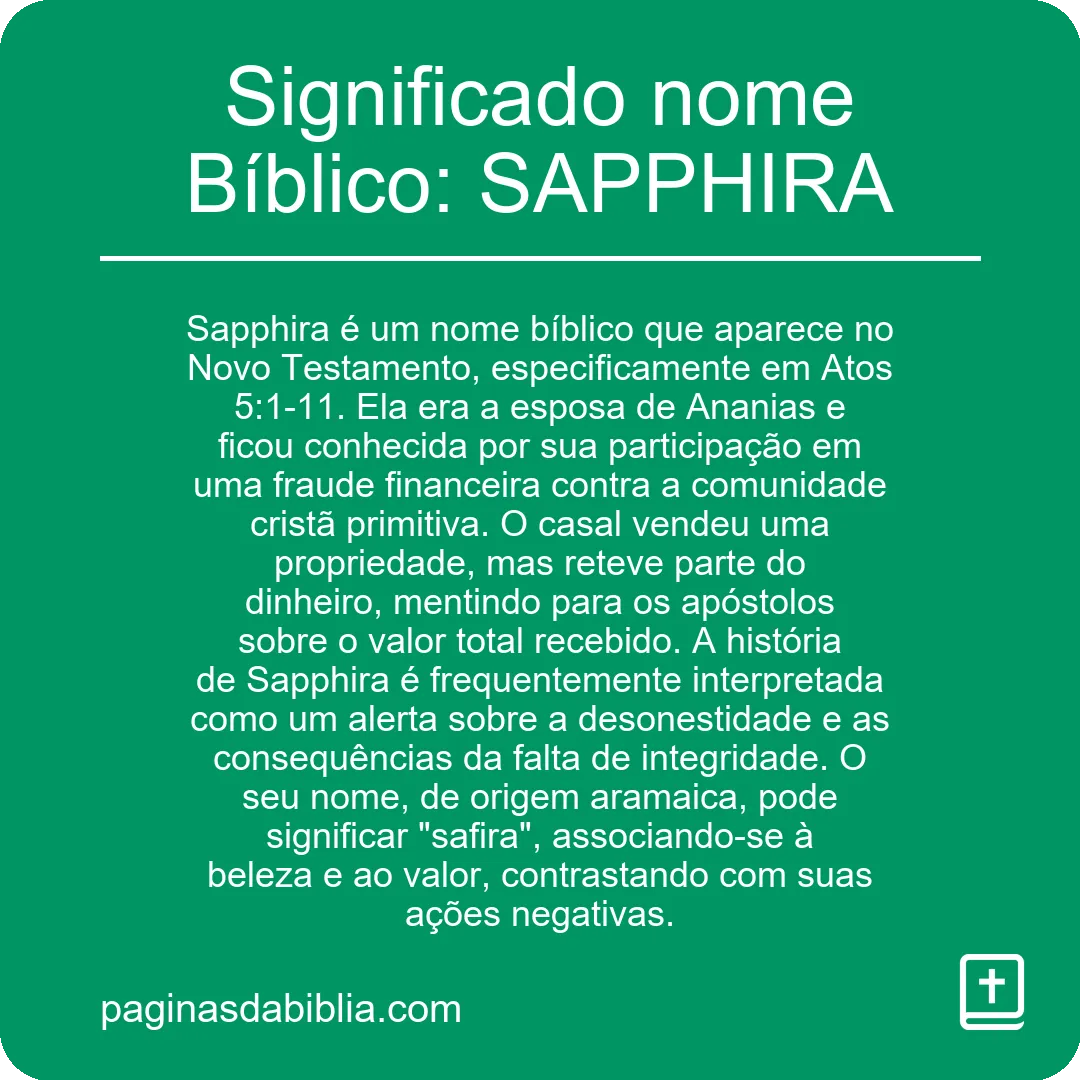 Significado nome Bíblico: SAPPHIRA