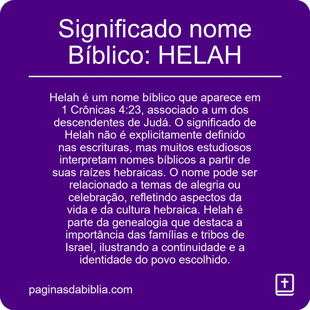 Significado nome Bíblico: HELAH