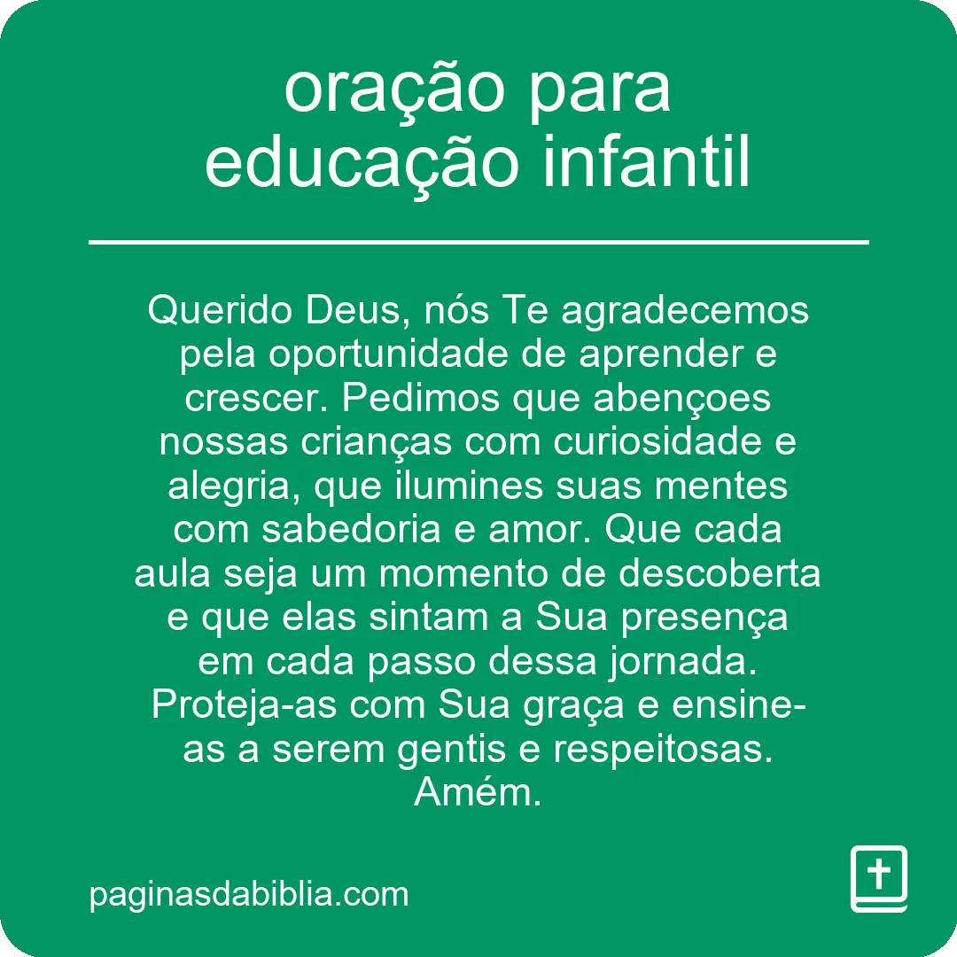 oração para educação infantil