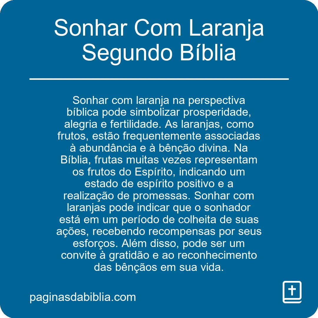 Sonhar Com Laranja Segundo Bíblia