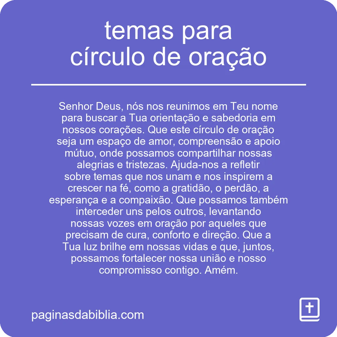 temas para círculo de oração