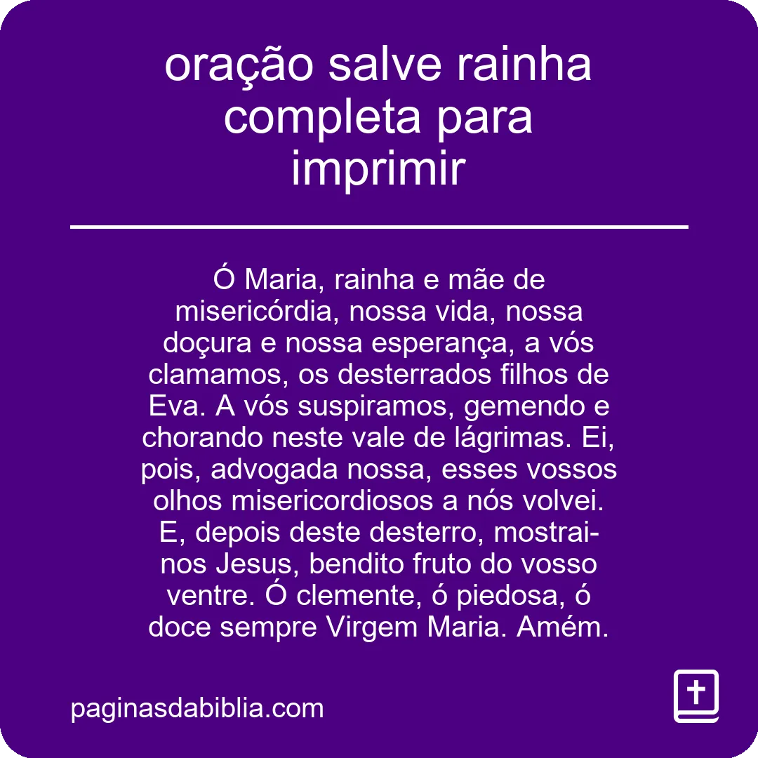 oração salve rainha completa para imprimir