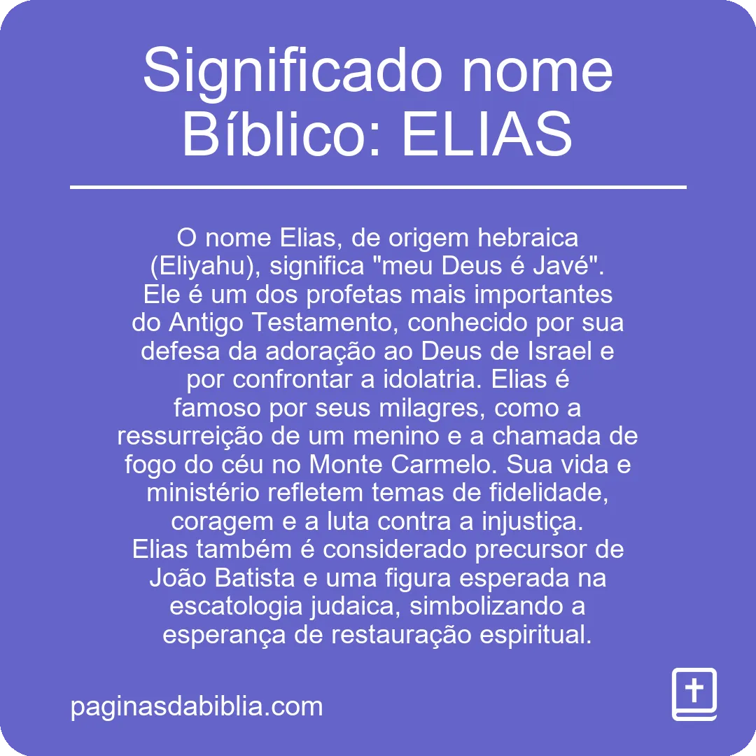 Significado nome Bíblico: ELIAS