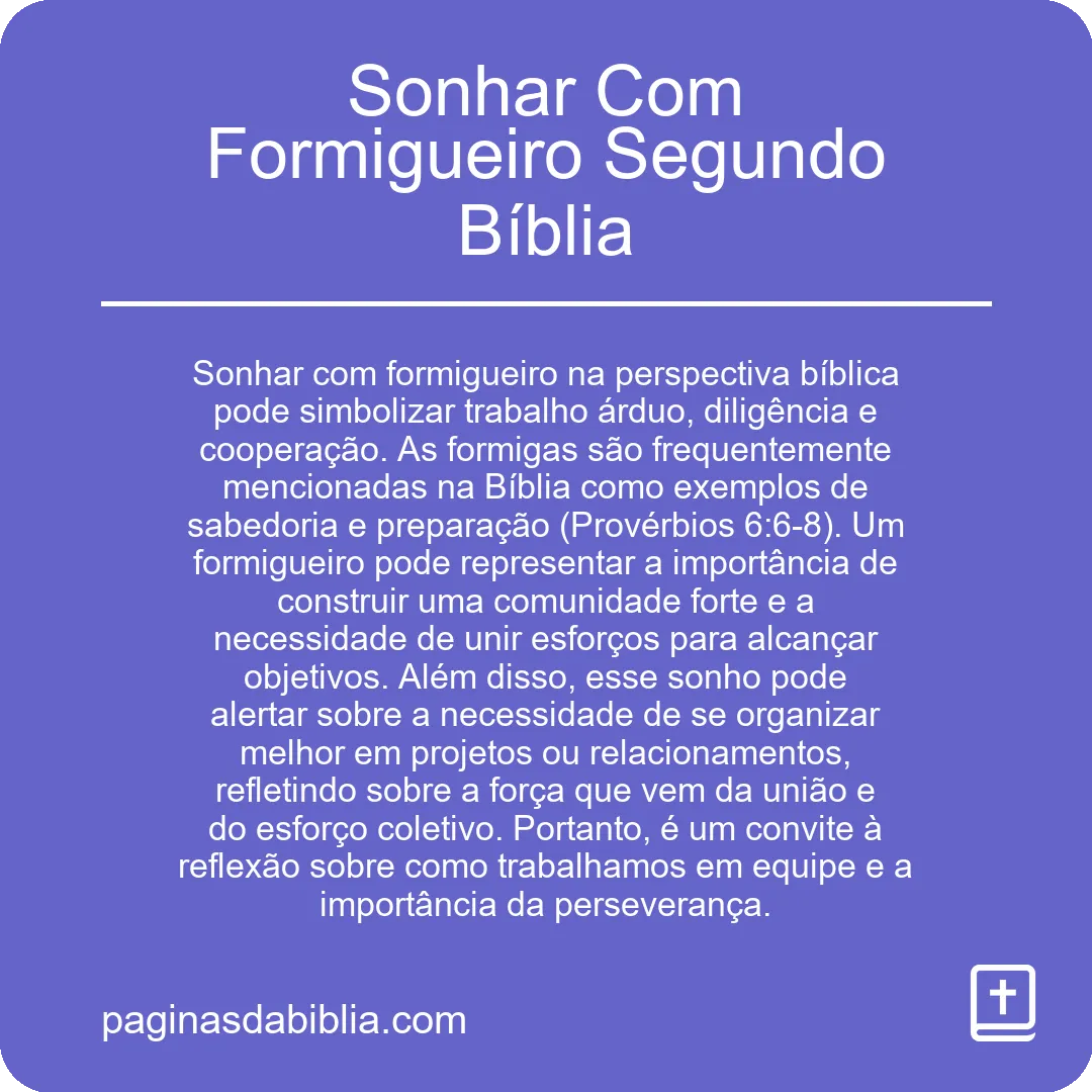 Sonhar Com Formigueiro Segundo Bíblia