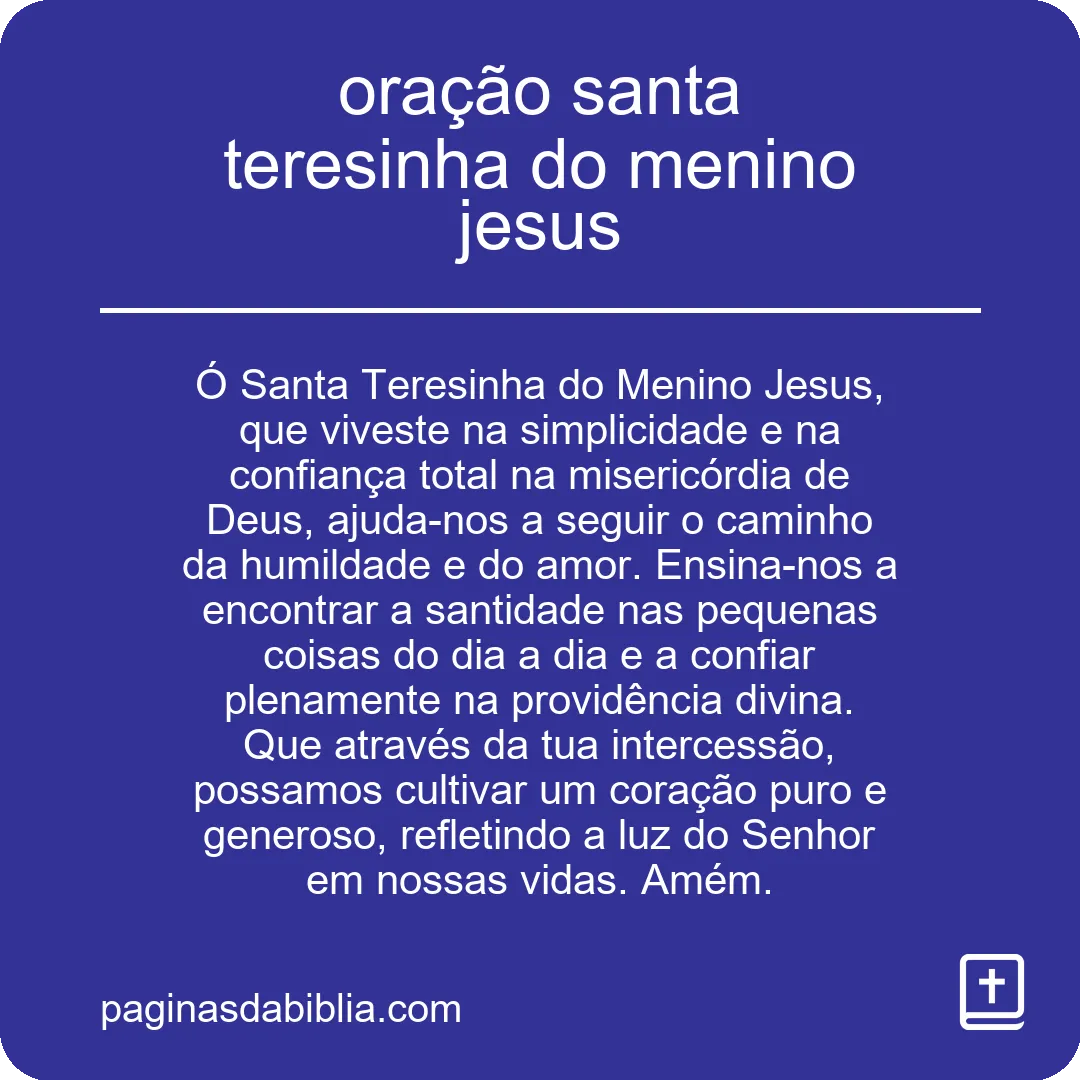 oração santa teresinha do menino jesus