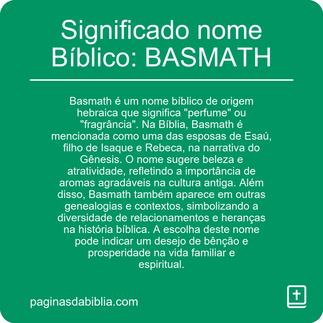 Significado nome Bíblico: BASMATH