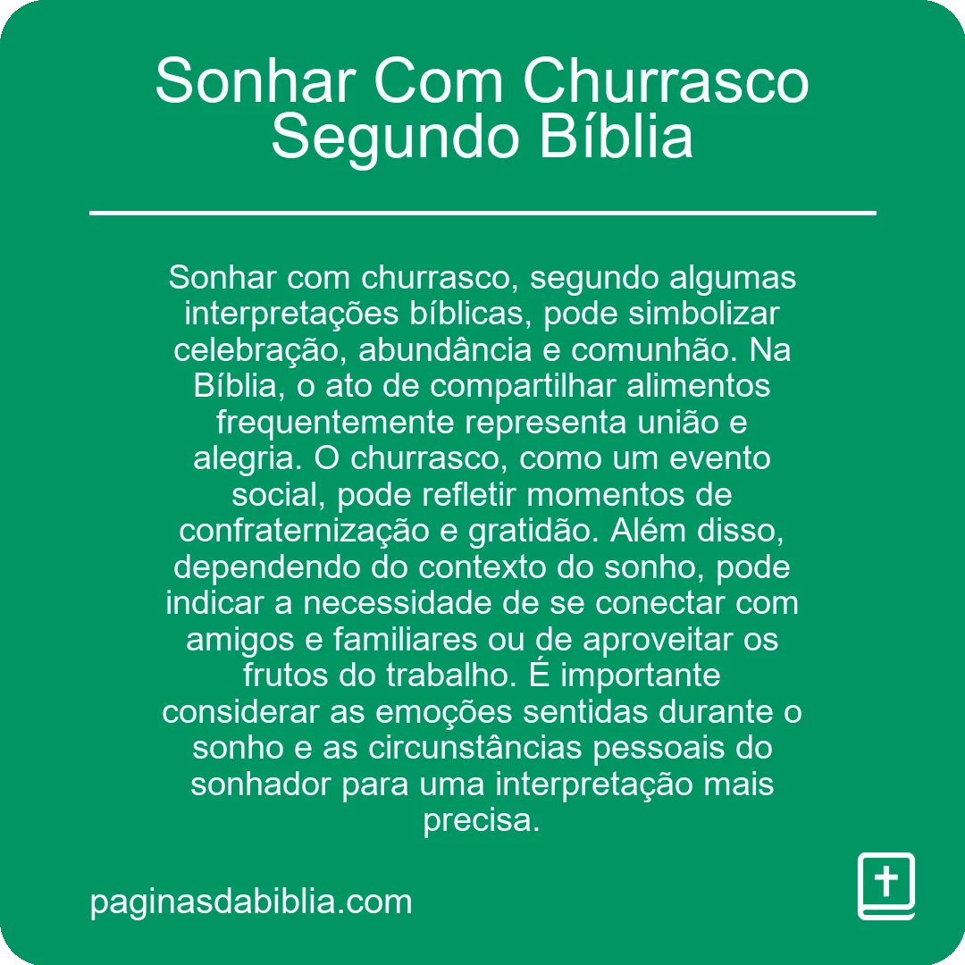 Sonhar Com Churrasco Segundo Bíblia