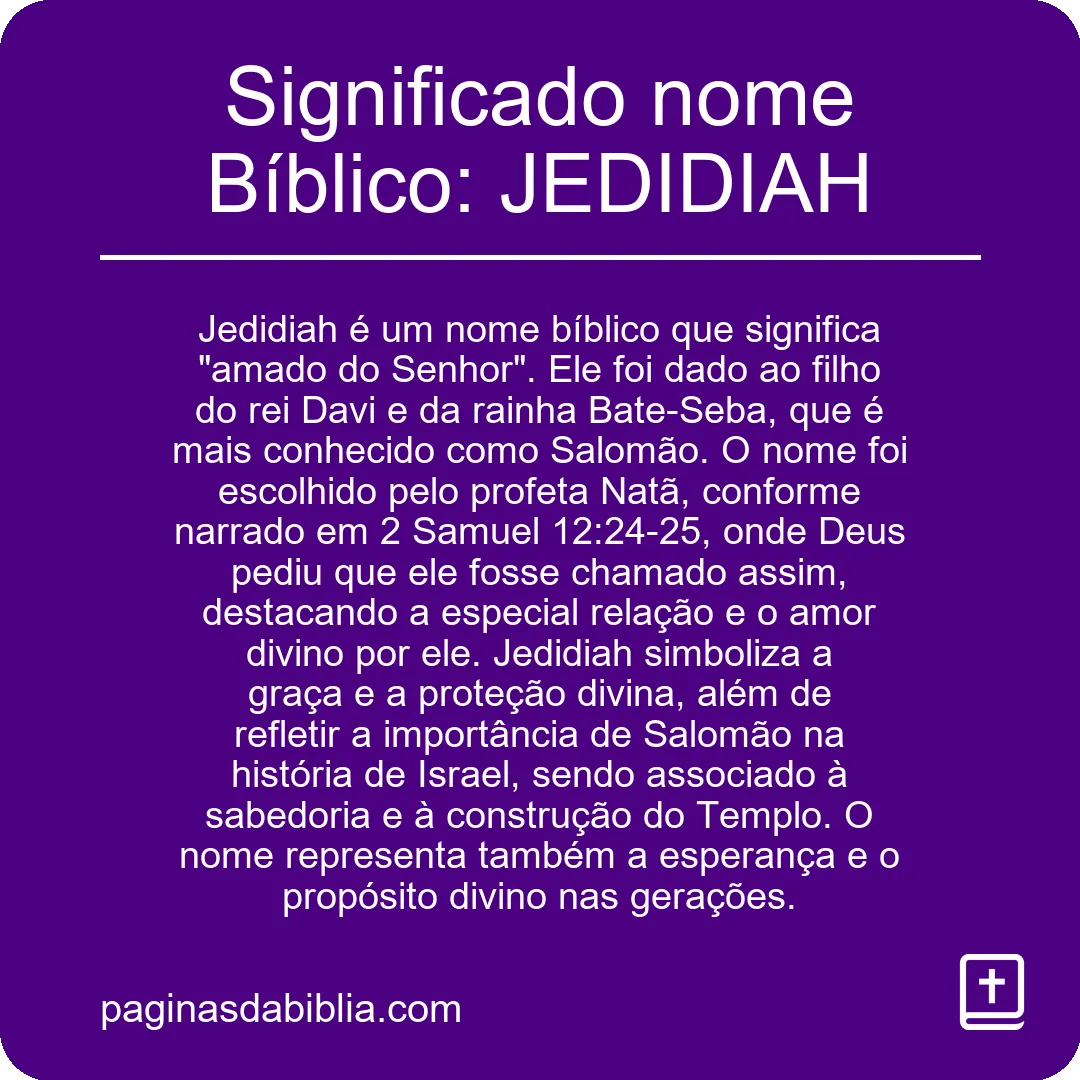 Significado nome Bíblico: JEDIDIAH