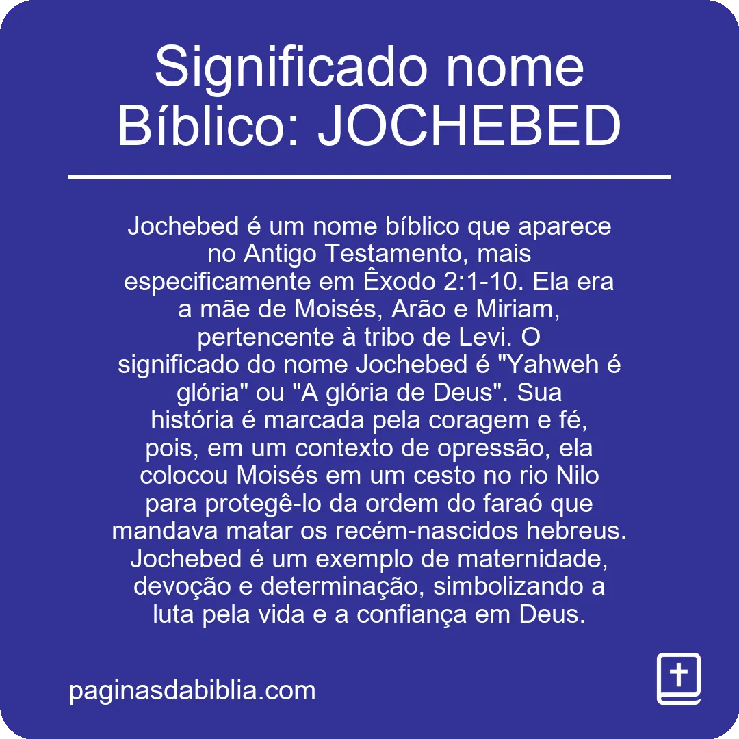 Significado nome Bíblico: JOCHEBED