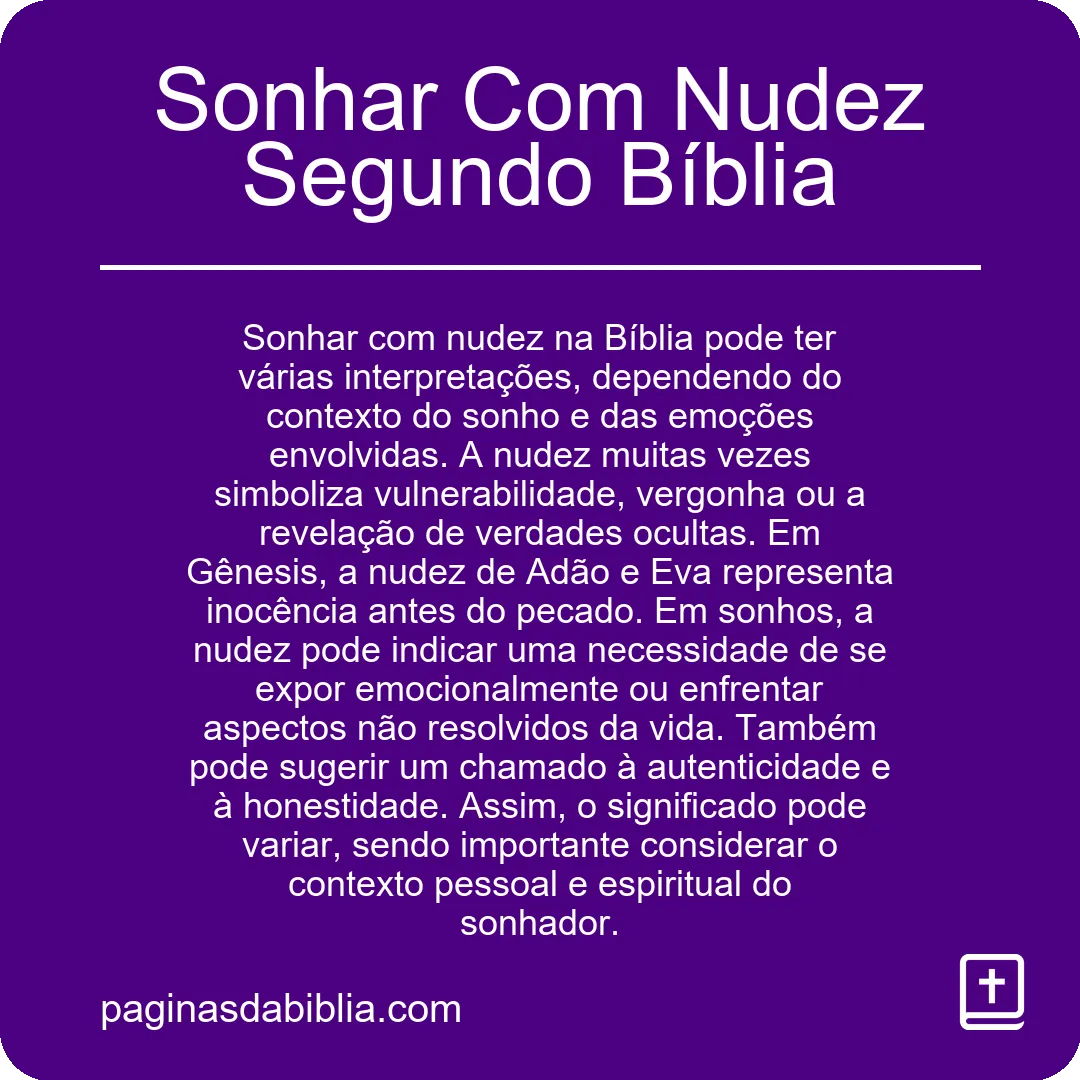 Sonhar Com Nudez Segundo Bíblia