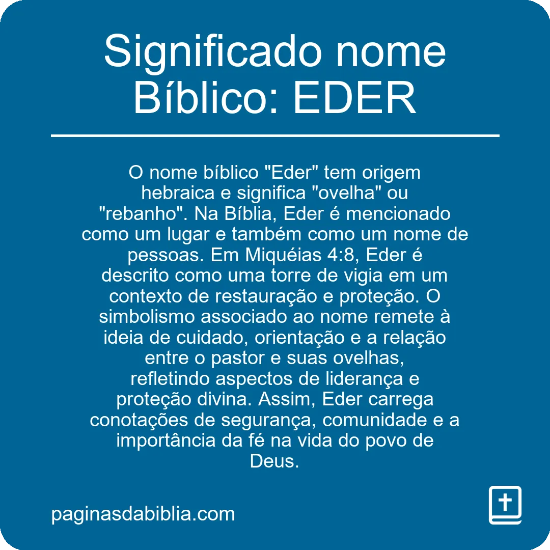 Significado nome Bíblico: EDER