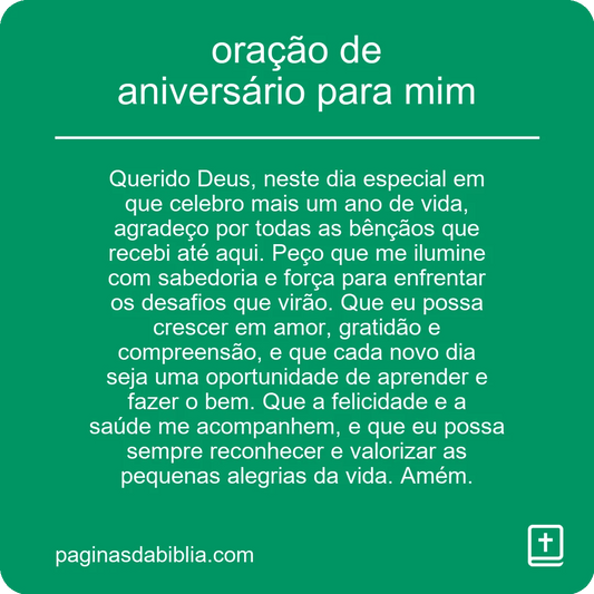 oração de aniversário para mim