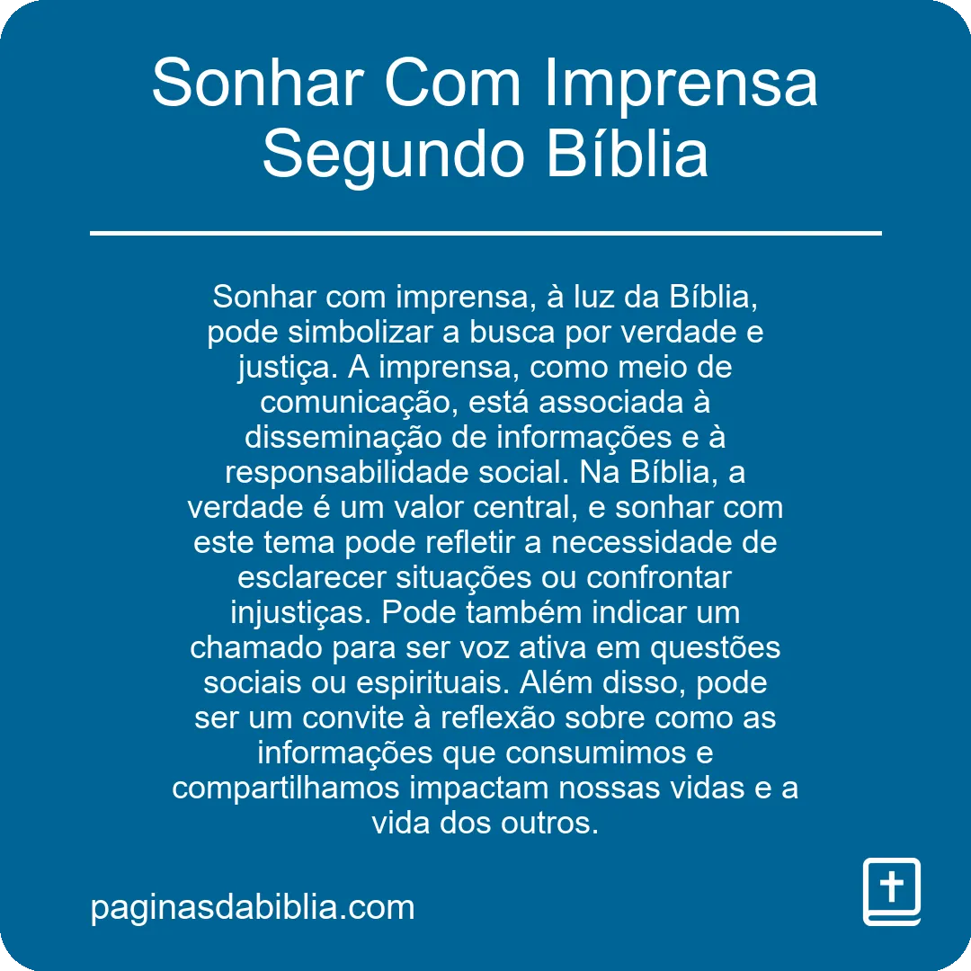 Sonhar Com Imprensa Segundo Bíblia