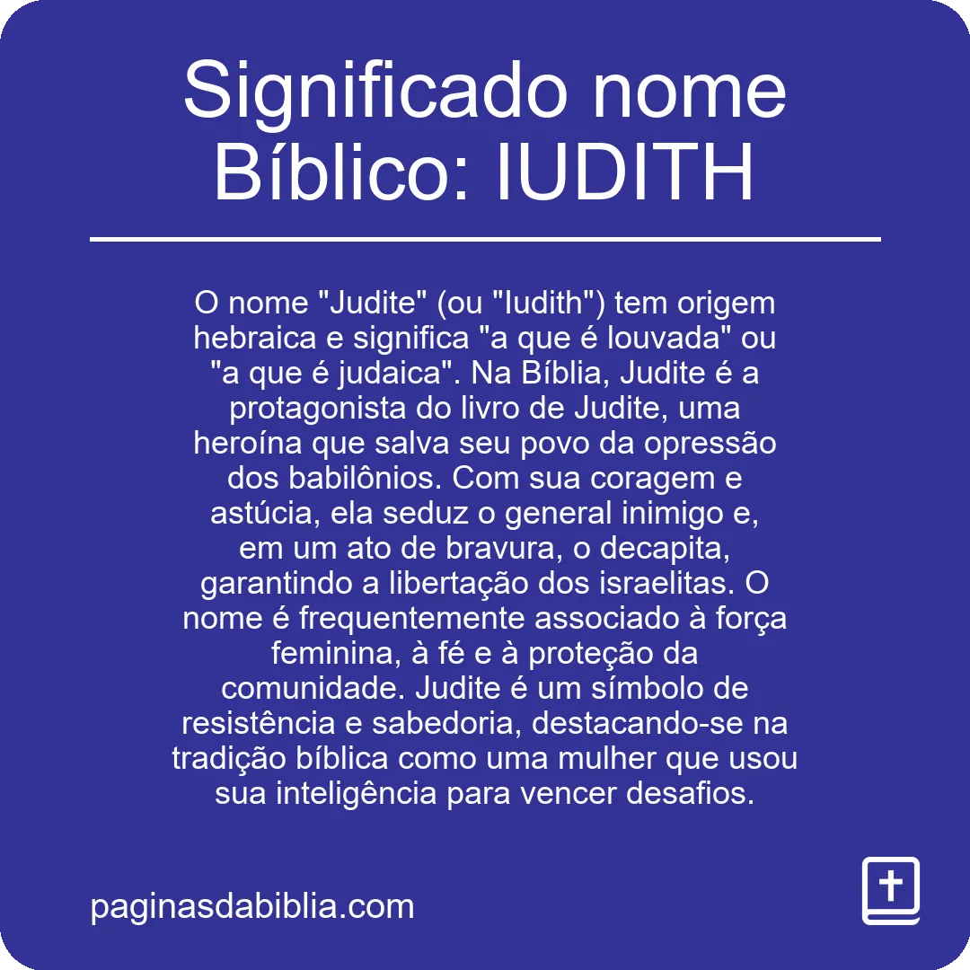 Significado nome Bíblico: IUDITH