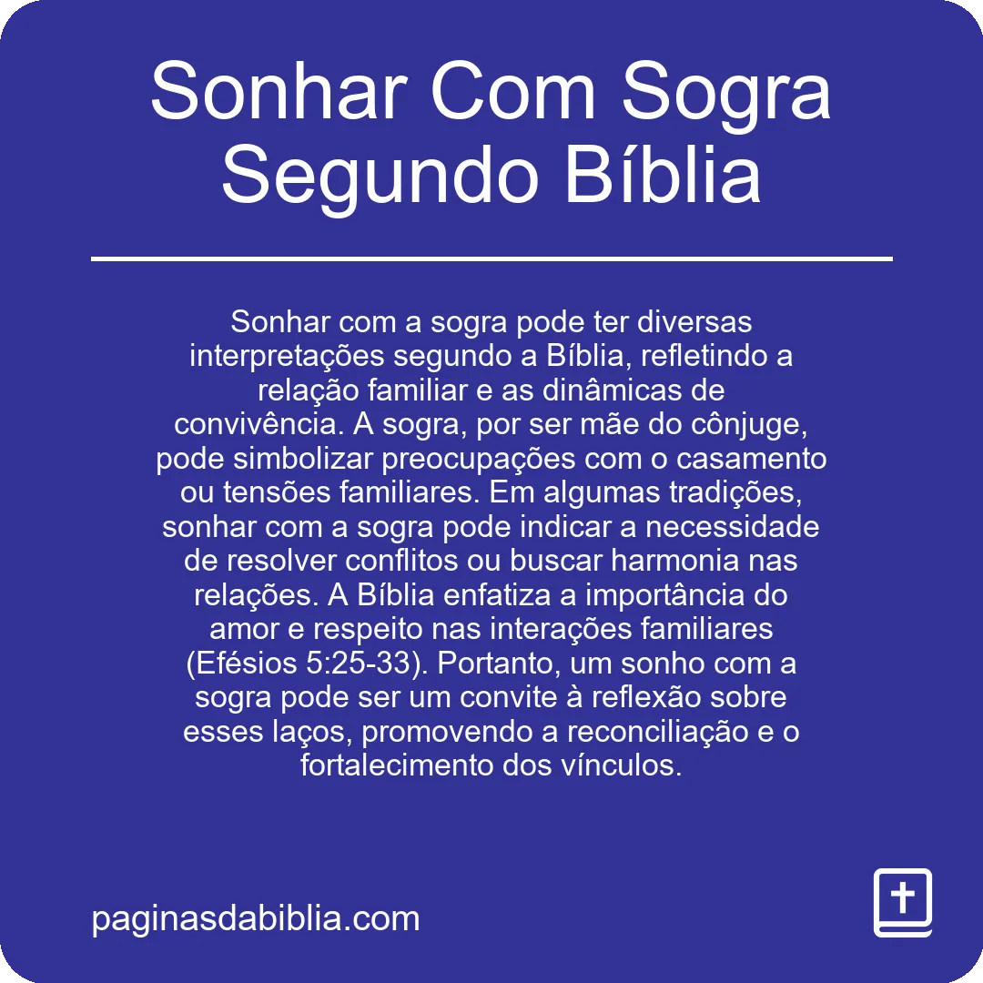 Sonhar Com Sogra Segundo Bíblia