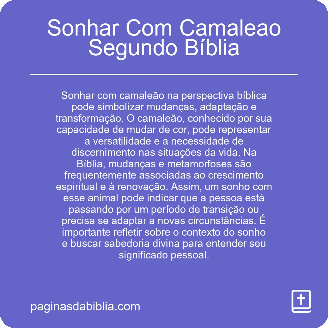 Sonhar Com Camaleao Segundo Bíblia