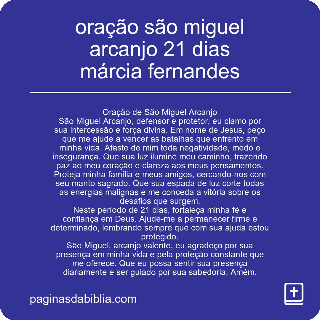 oração são miguel arcanjo 21 dias márcia fernandes