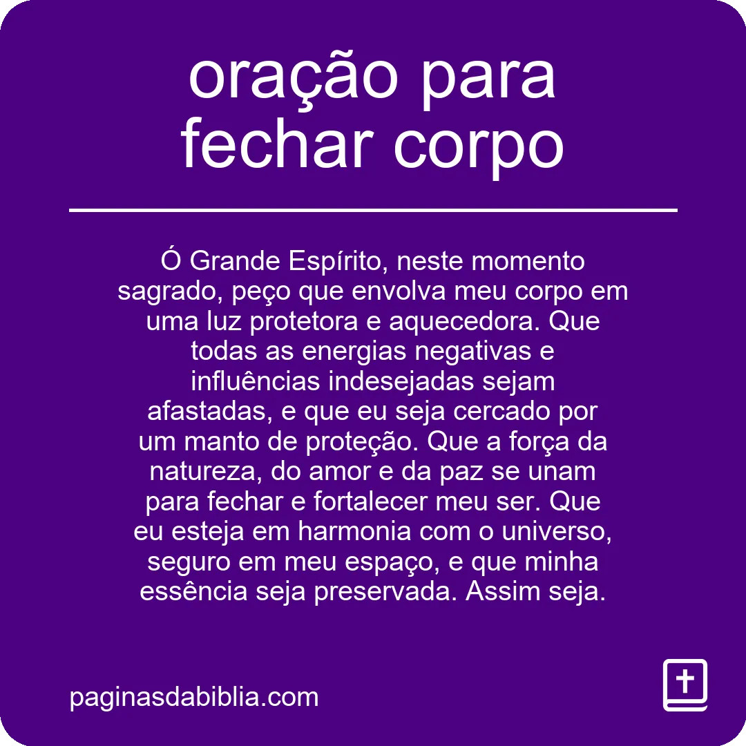 oração para fechar corpo