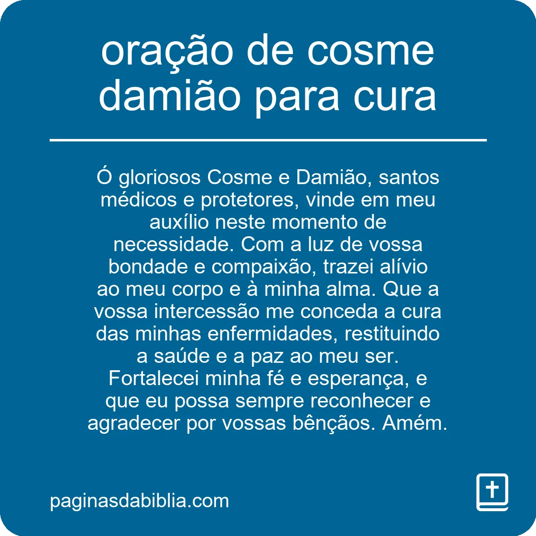 oração de cosme damião para cura