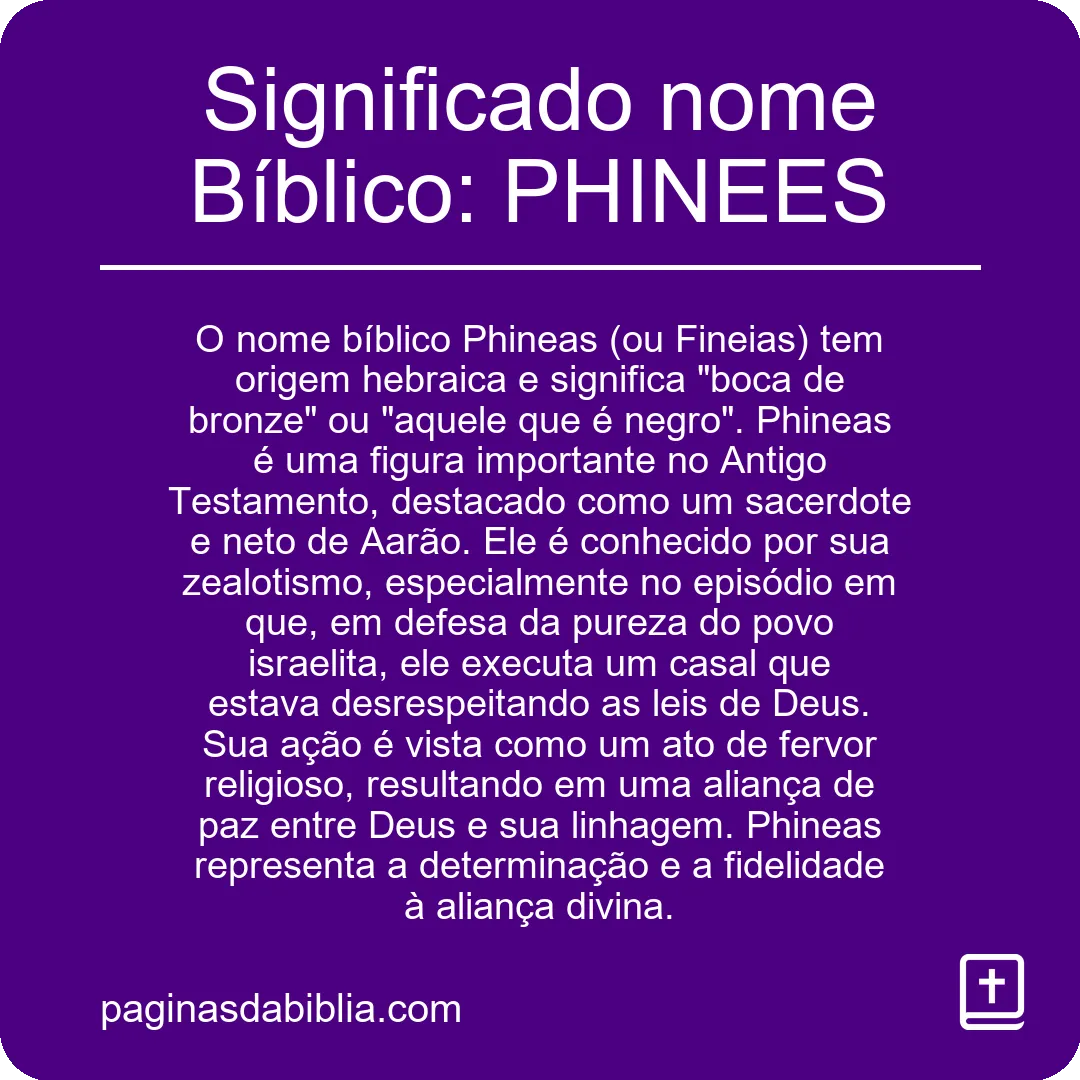 Significado nome Bíblico: PHINEES