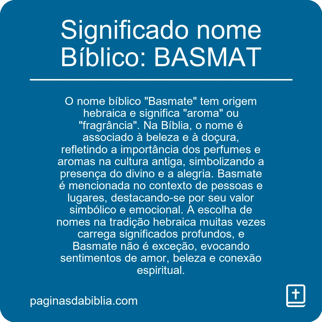 Significado nome Bíblico: BASMAT