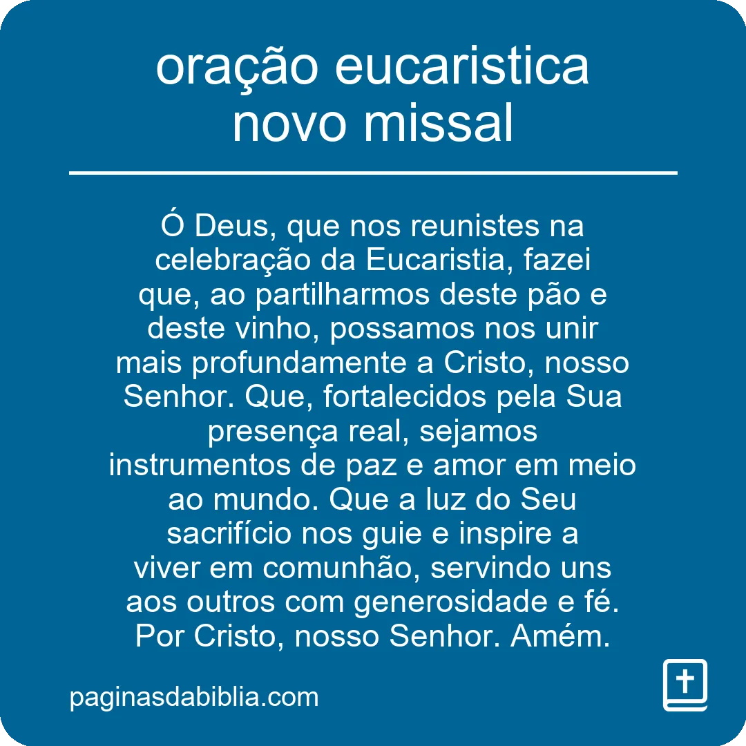 oração eucaristica novo missal