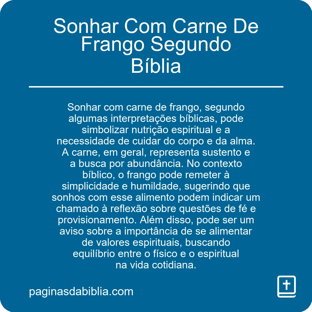 Sonhar Com Carne De Frango Segundo Bíblia