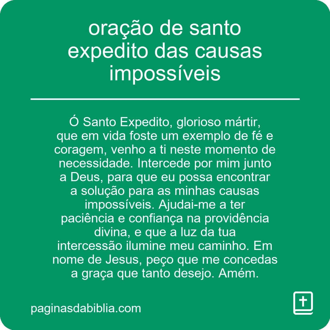 oração de santo expedito das causas impossíveis