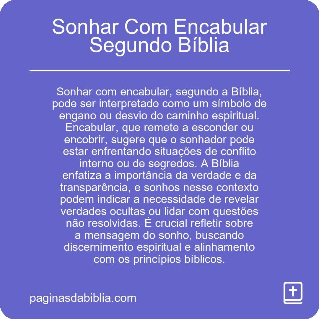 Sonhar Com Encabular Segundo Bíblia