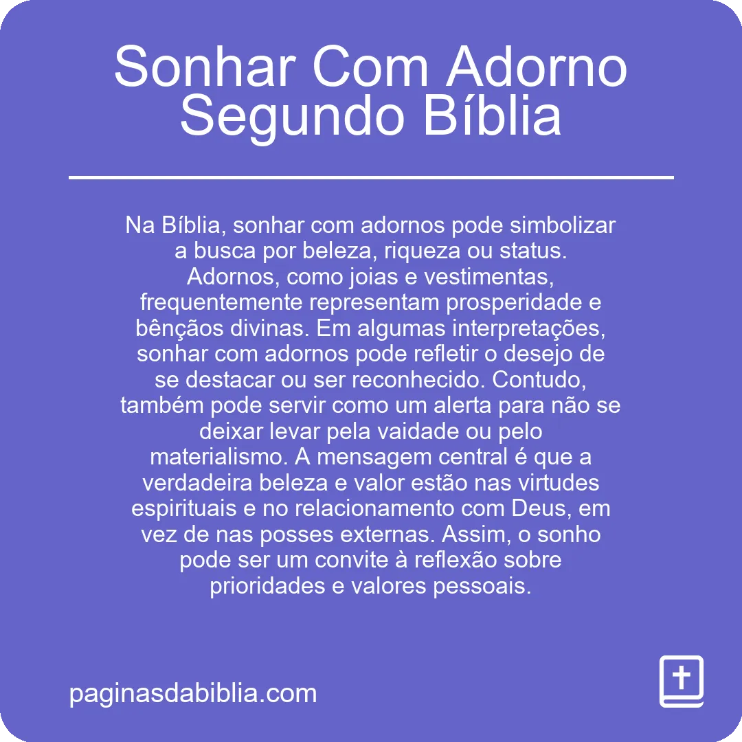 Sonhar Com Adorno Segundo Bíblia