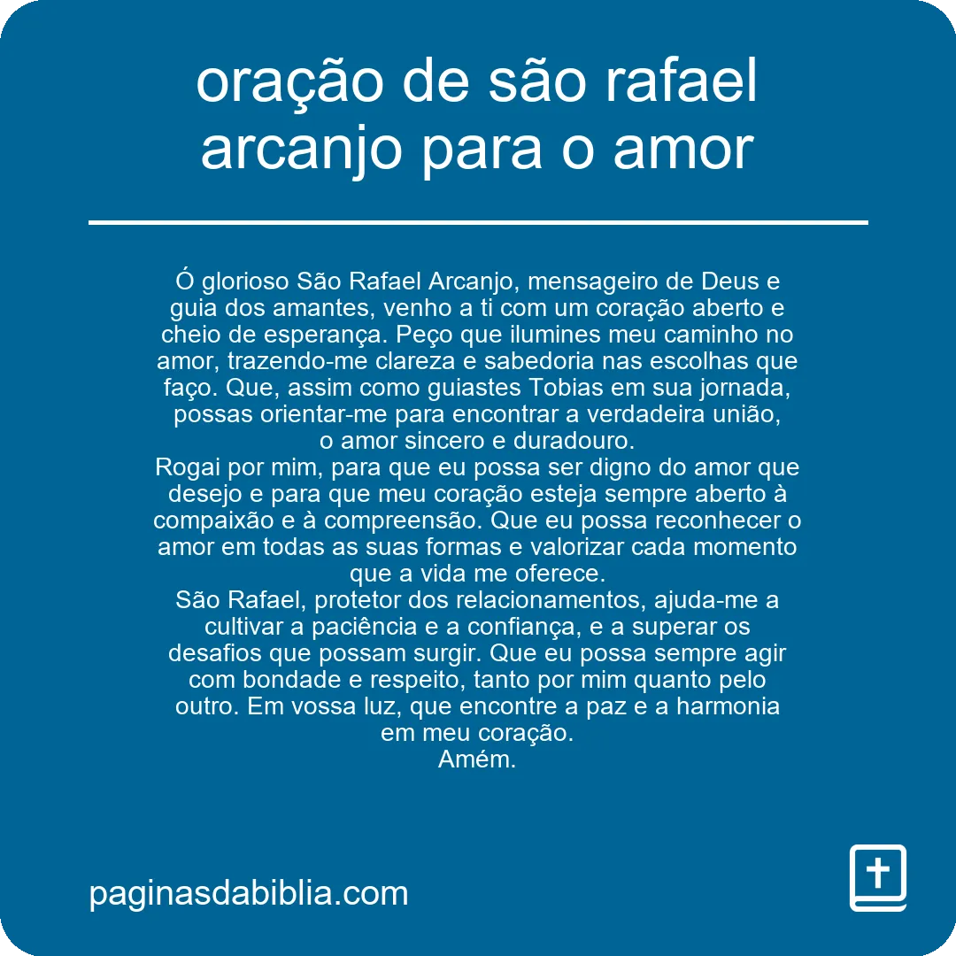 oração de são rafael arcanjo para o amor