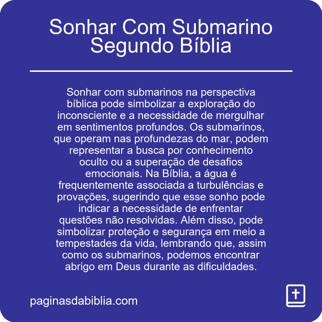 Sonhar Com Submarino Segundo Bíblia