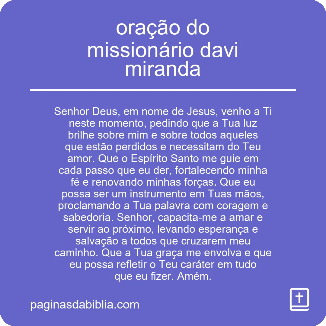 oração do missionário davi miranda