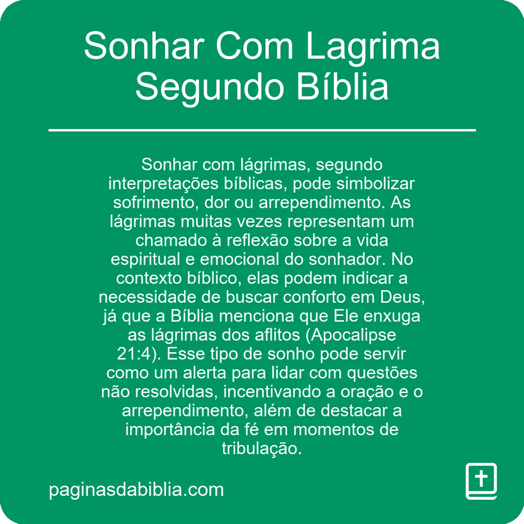 Sonhar Com Lagrima Segundo Bíblia