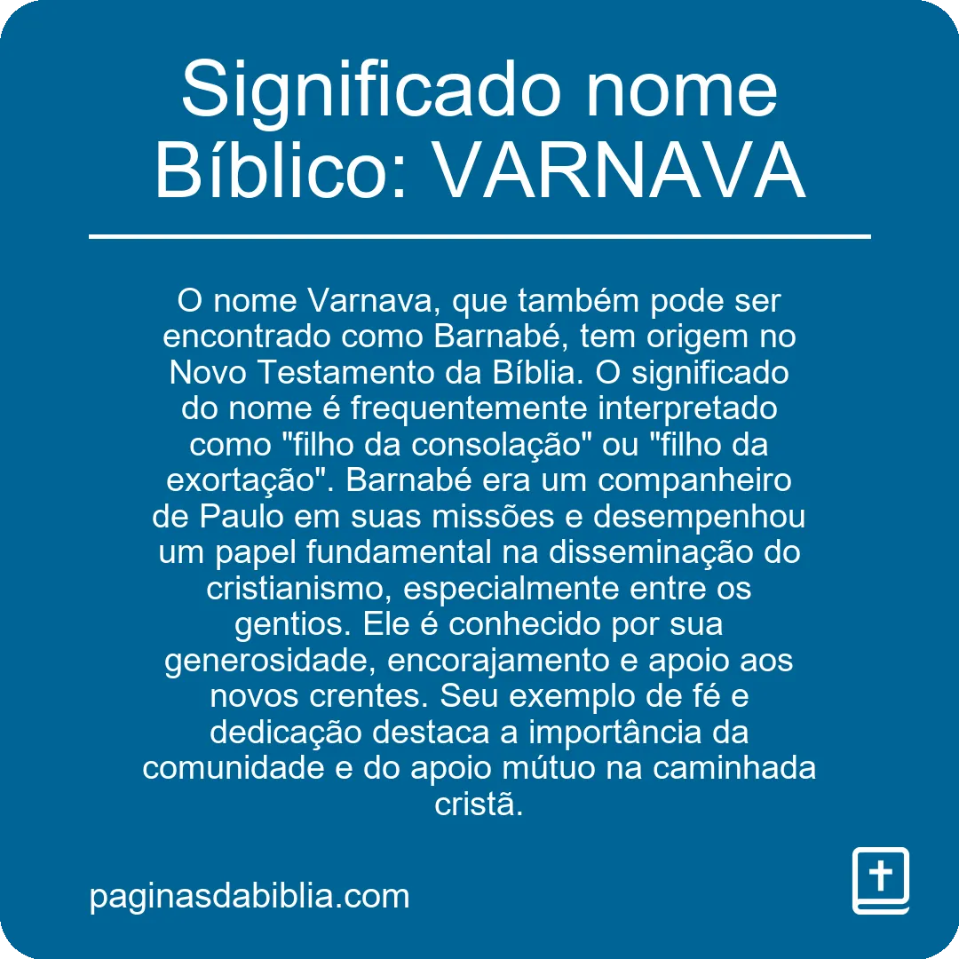 Significado nome Bíblico: VARNAVA