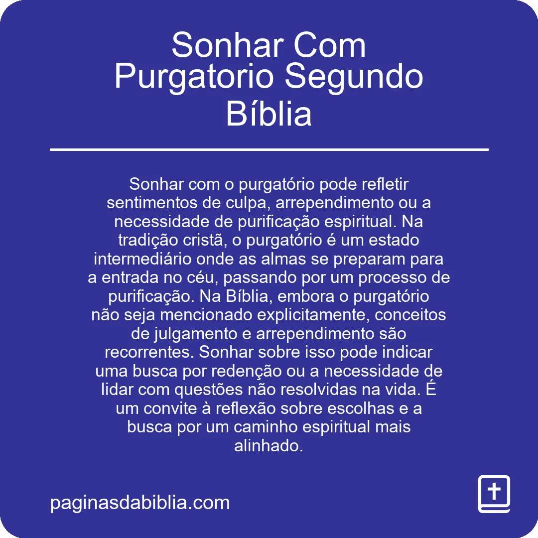 Sonhar Com Purgatorio Segundo Bíblia