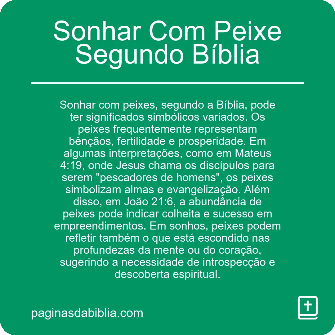 Sonhar Com Peixe Segundo Bíblia