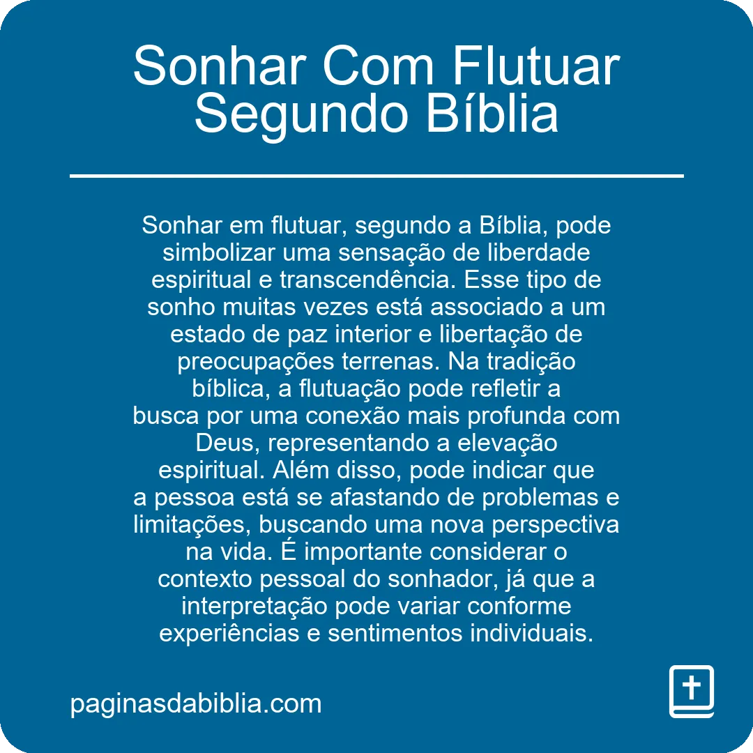 Sonhar Com Flutuar Segundo Bíblia