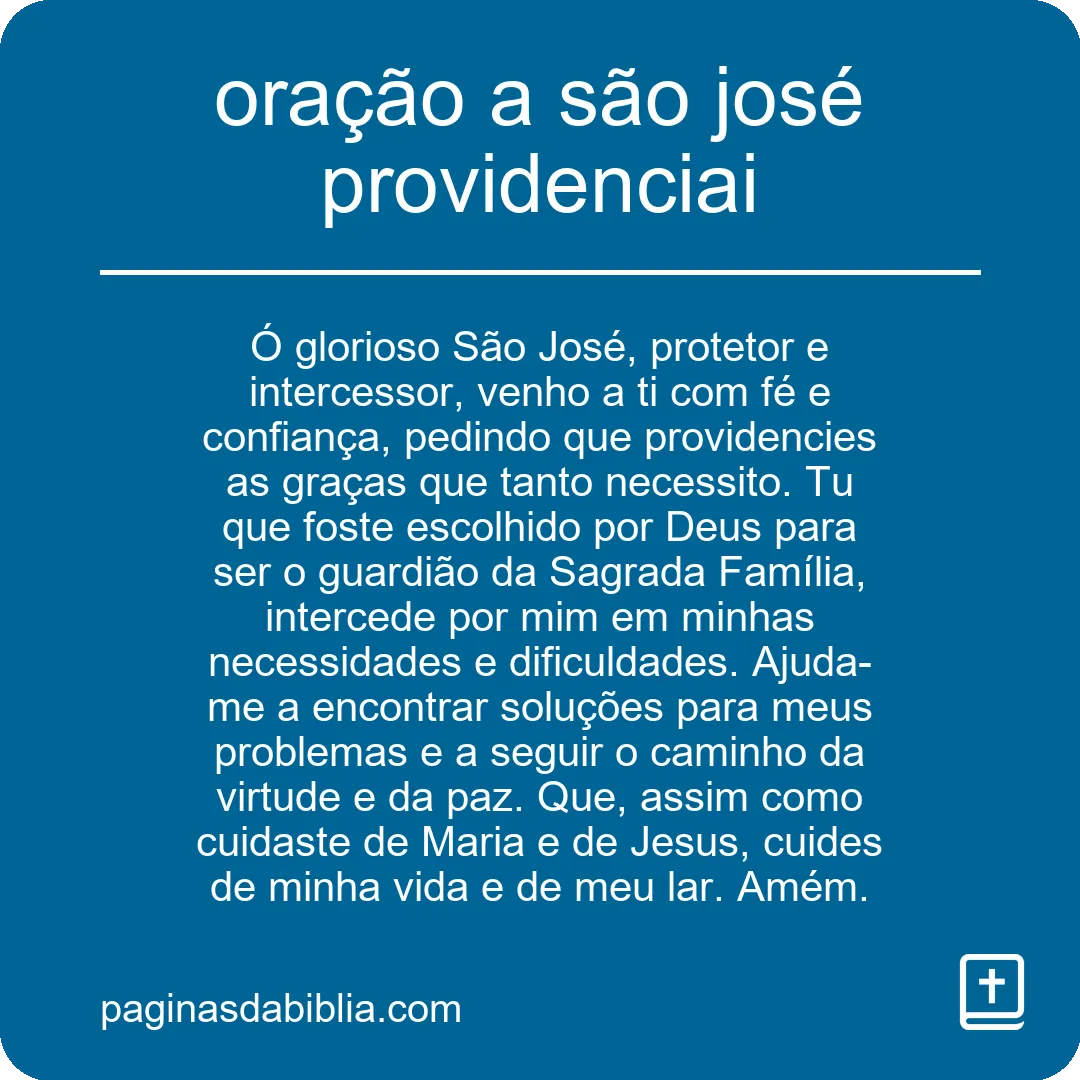 oração a são josé providenciai