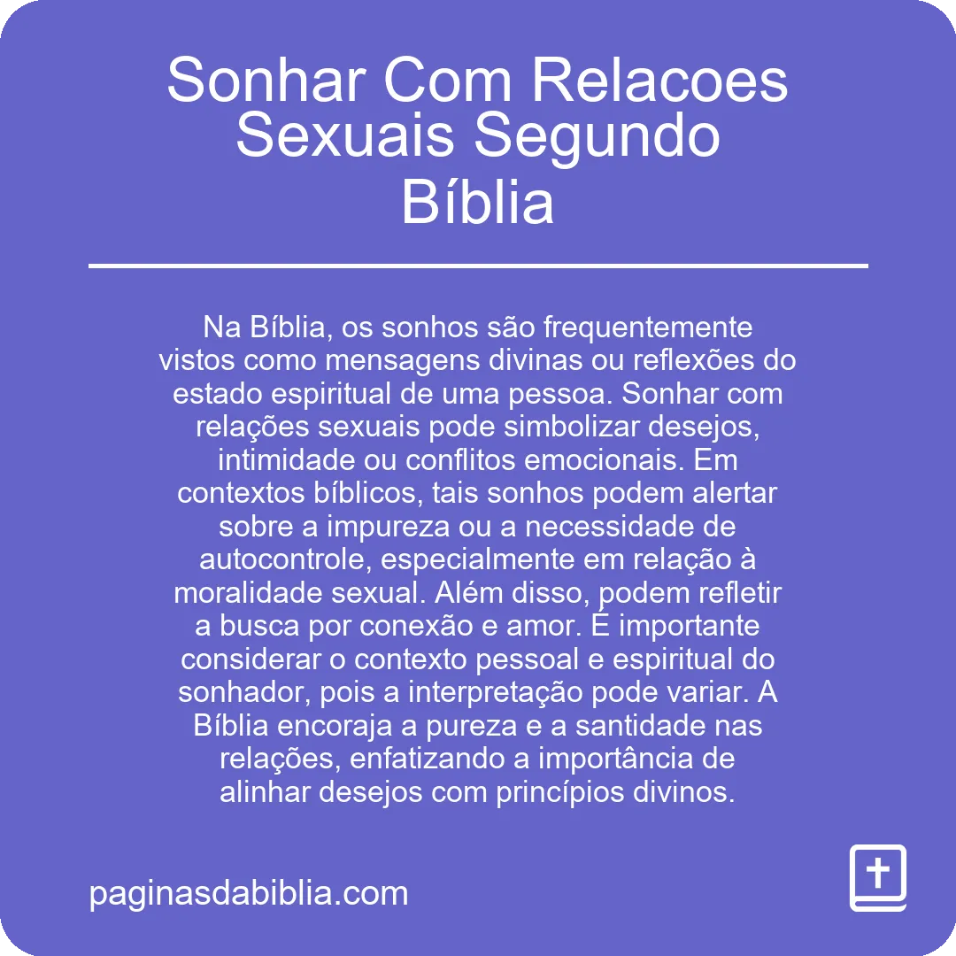 Sonhar Com Relacoes Sexuais Segundo Bíblia