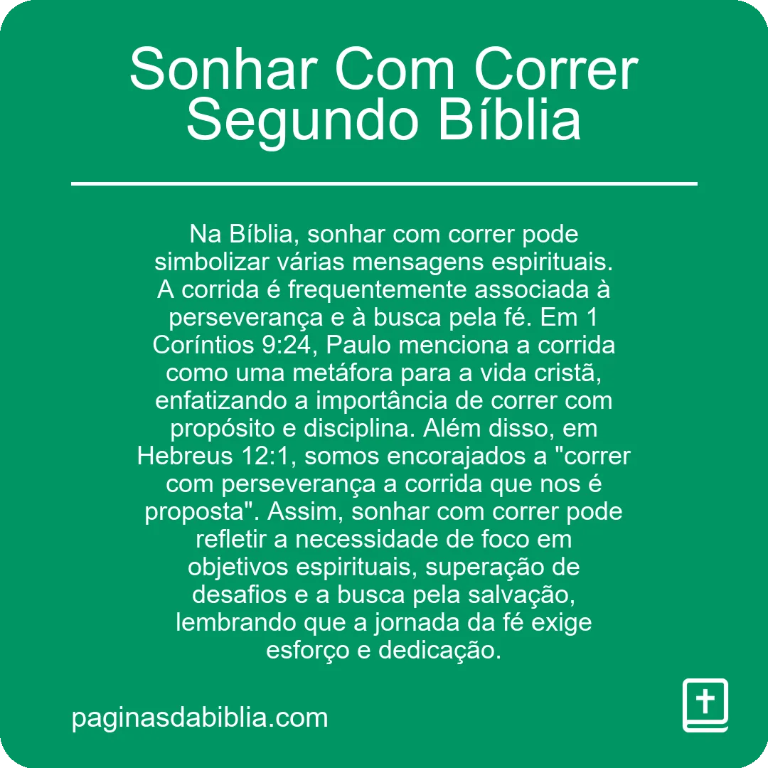 Sonhar Com Correr Segundo Bíblia