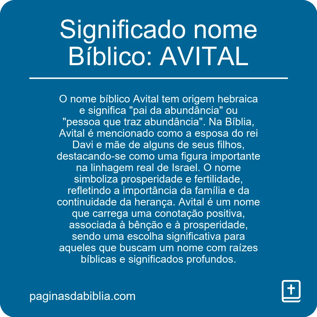 Significado nome Bíblico: AVITAL