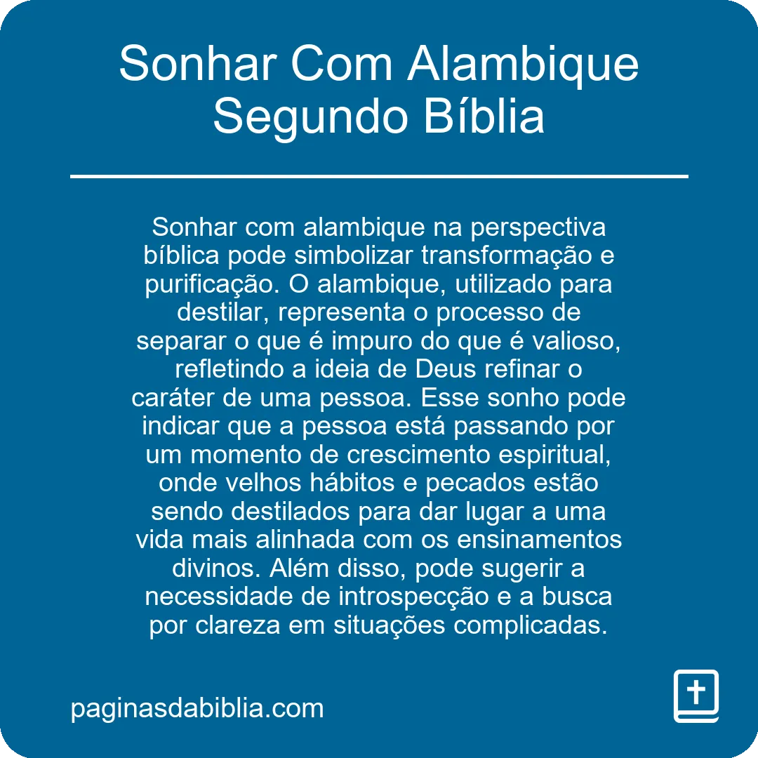 Sonhar Com Alambique Segundo Bíblia