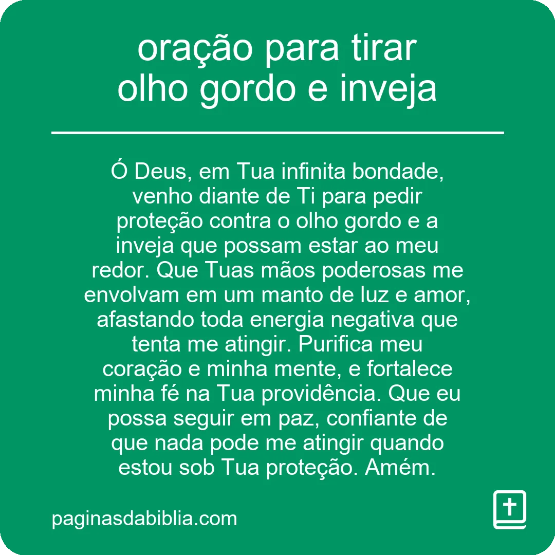 oração para tirar olho gordo e inveja