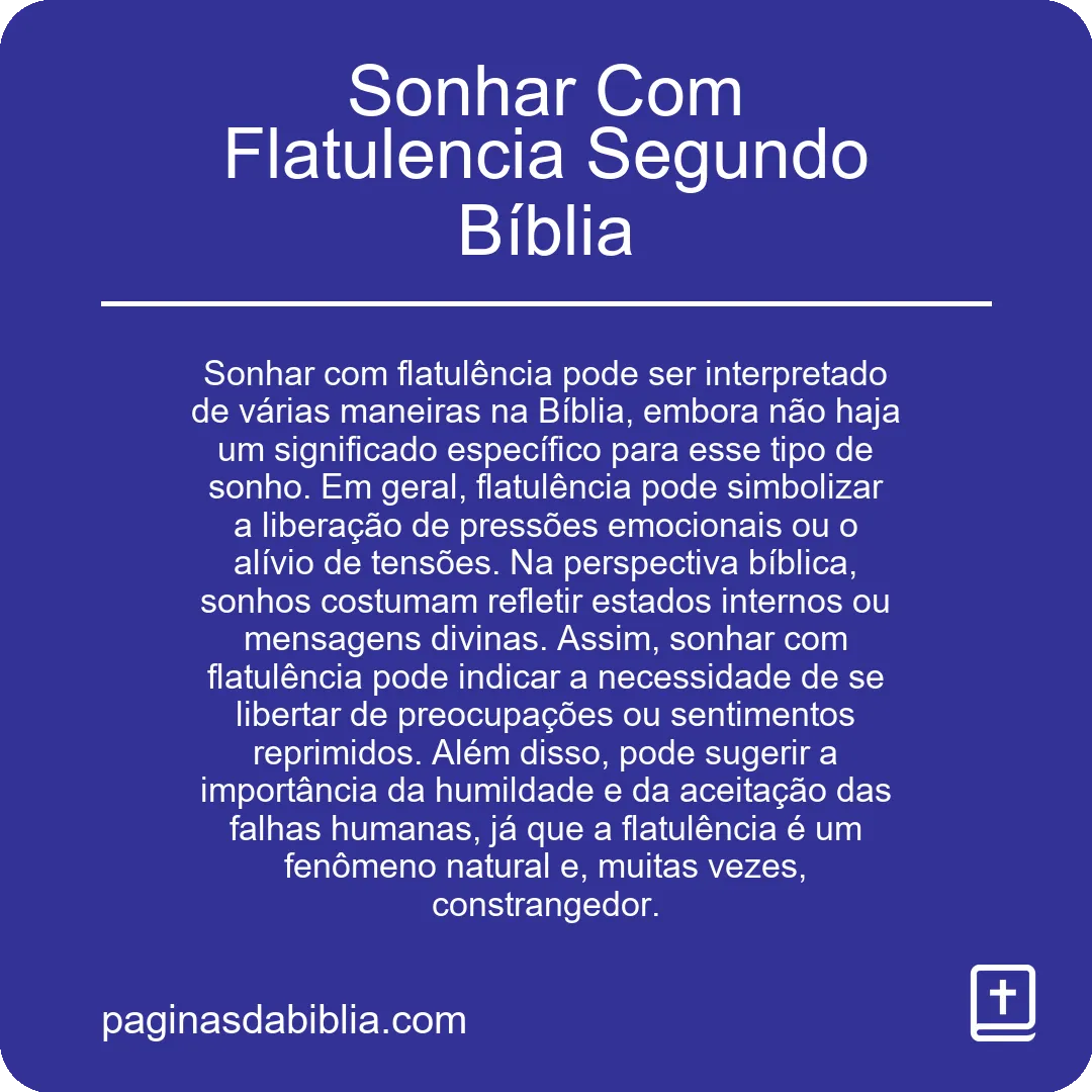 Sonhar Com Flatulencia Segundo Bíblia