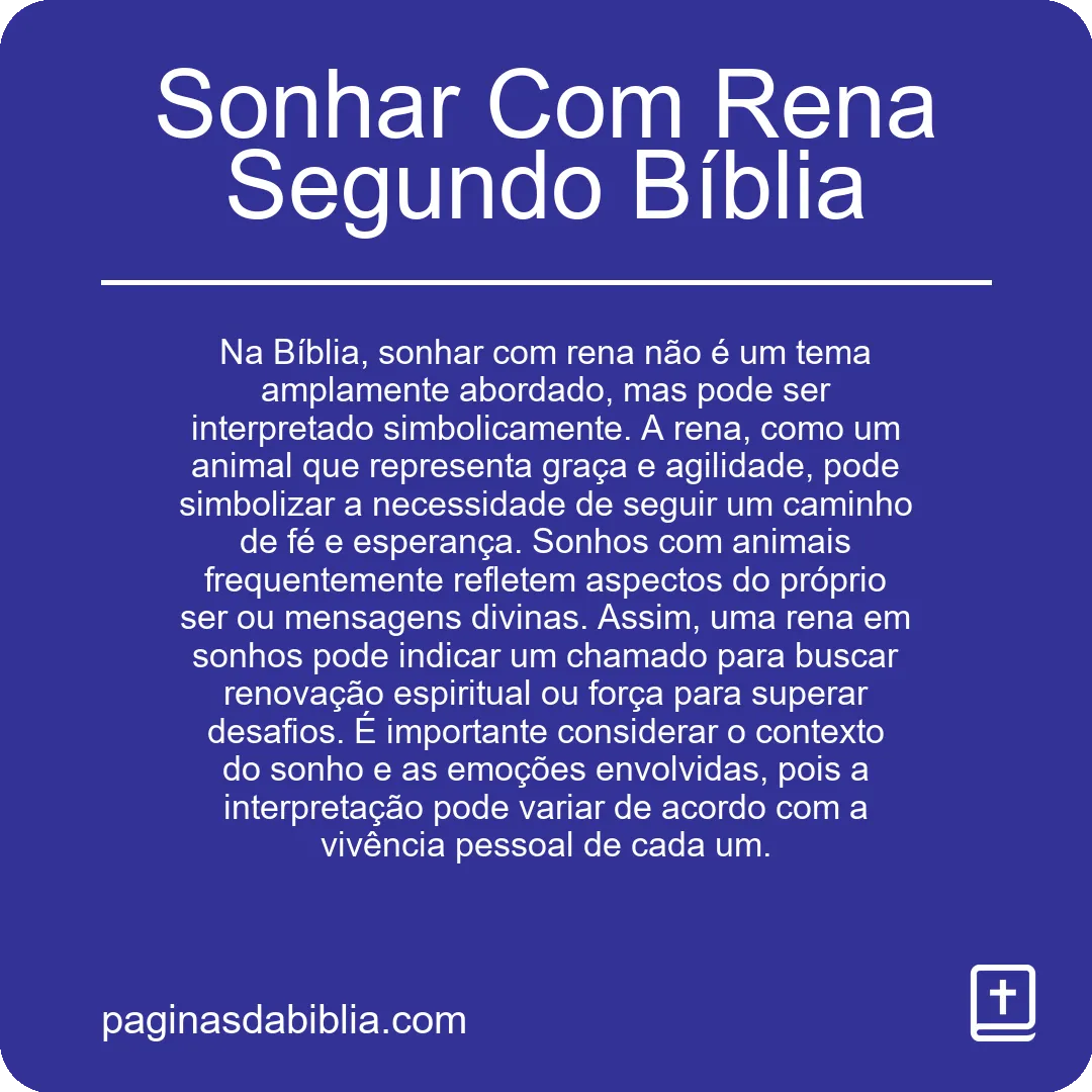 Sonhar Com Rena Segundo Bíblia