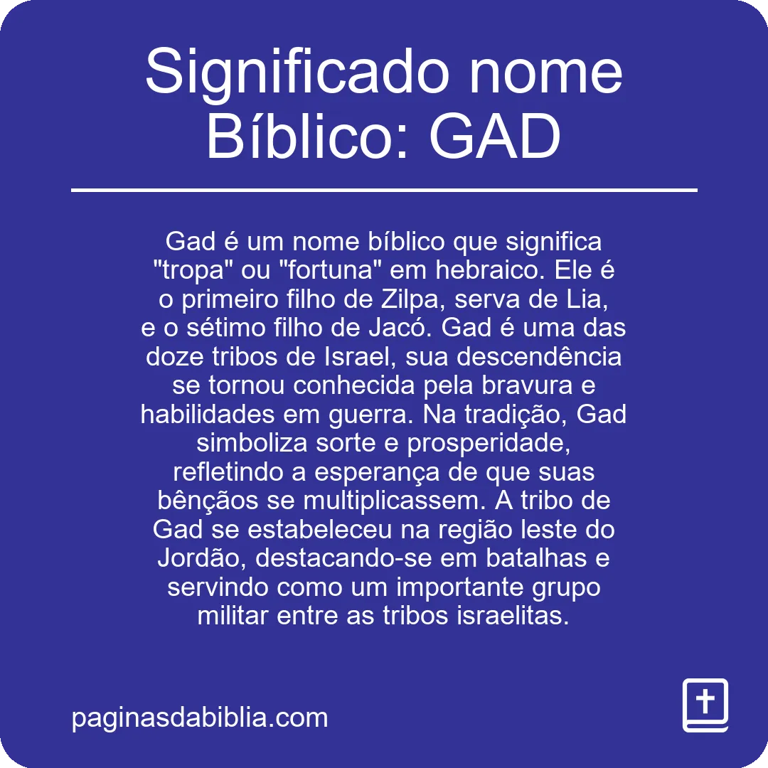 Significado nome Bíblico: GAD