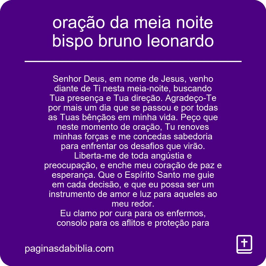 oração da meia noite bispo bruno leonardo